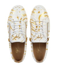 Baskets basses en cuir imprimées blanches Giuseppe Zanotti