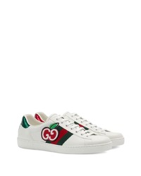 Baskets basses en cuir imprimées blanches Gucci