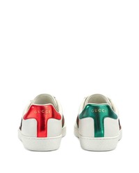 Baskets basses en cuir imprimées blanches Gucci