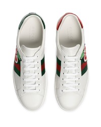 Baskets basses en cuir imprimées blanches Gucci