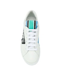 Baskets basses en cuir imprimées blanches Prada