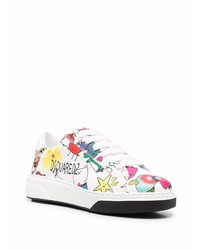 Baskets basses en cuir imprimées blanches DSQUARED2