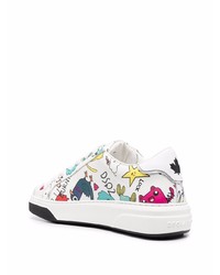 Baskets basses en cuir imprimées blanches DSQUARED2