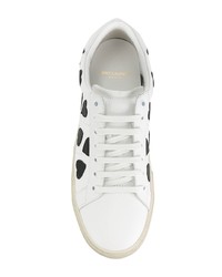 Baskets basses en cuir imprimées blanches Saint Laurent