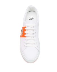 Baskets basses en cuir imprimées blanches Philipp Plein