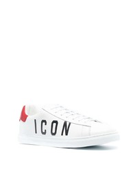 Baskets basses en cuir imprimées blanches DSQUARED2