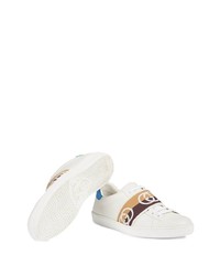 Baskets basses en cuir imprimées blanches Gucci