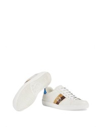 Baskets basses en cuir imprimées blanches Gucci