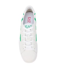 Baskets basses en cuir imprimées blanches Ea7 Emporio Armani