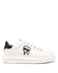 Baskets basses en cuir imprimées blanches Karl Lagerfeld