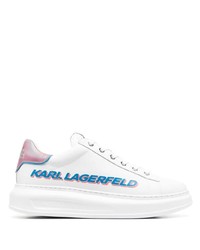 Baskets basses en cuir imprimées blanches Karl Lagerfeld