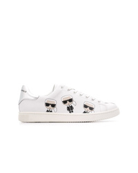 Baskets basses en cuir imprimées blanches Karl Lagerfeld