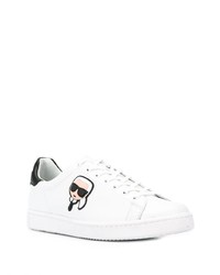 Baskets basses en cuir imprimées blanches Karl Lagerfeld