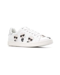 Baskets basses en cuir imprimées blanches Karl Lagerfeld