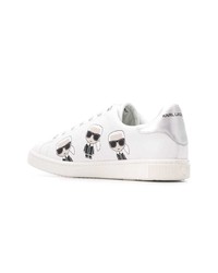 Baskets basses en cuir imprimées blanches Karl Lagerfeld