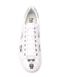 Baskets basses en cuir imprimées blanches Karl Lagerfeld