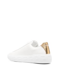 Baskets basses en cuir imprimées blanches Versace