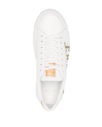 Baskets basses en cuir imprimées blanches Versace