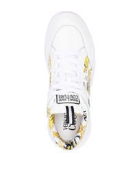 Baskets basses en cuir imprimées blanches VERSACE JEANS COUTURE