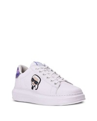 Baskets basses en cuir imprimées blanches Karl Lagerfeld