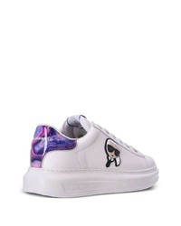 Baskets basses en cuir imprimées blanches Karl Lagerfeld