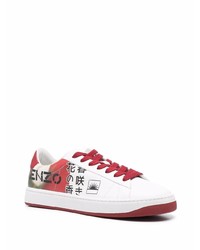 Baskets basses en cuir imprimées blanches Kenzo