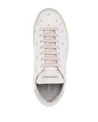 Baskets basses en cuir imprimées blanches Emporio Armani