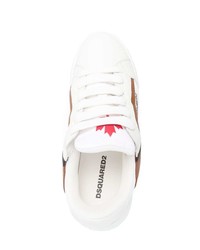 Baskets basses en cuir imprimées blanches DSQUARED2