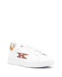 Baskets basses en cuir imprimées blanches Kiton