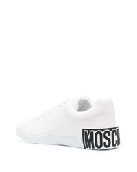 Baskets basses en cuir imprimées blanches Moschino