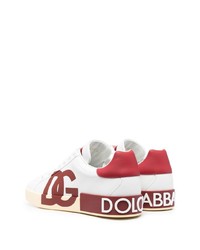 Baskets basses en cuir imprimées blanches Dolce & Gabbana