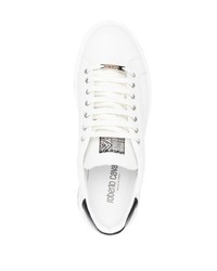 Baskets basses en cuir imprimées blanches Roberto Cavalli