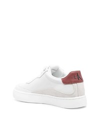 Baskets basses en cuir imprimées blanches Calvin Klein