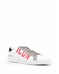 Baskets basses en cuir imprimées blanches DSQUARED2