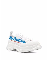 Baskets basses en cuir imprimées blanches Alexander McQueen