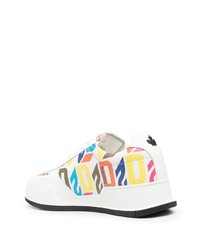 Baskets basses en cuir imprimées blanches DSQUARED2