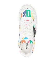 Baskets basses en cuir imprimées blanches DSQUARED2