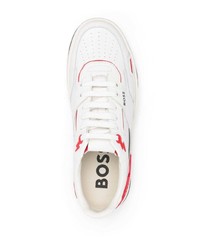 Baskets basses en cuir imprimées blanches BOSS