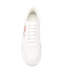 Baskets basses en cuir imprimées blanches Versace