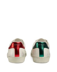 Baskets basses en cuir imprimées blanches Gucci