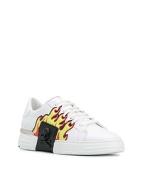 Baskets basses en cuir imprimées blanches Philipp Plein