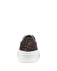 Baskets basses en cuir imprimées blanches Fendi