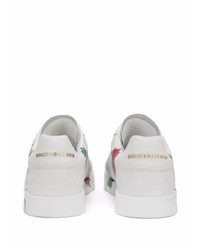 Baskets basses en cuir imprimées blanches Dolce & Gabbana