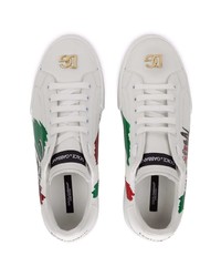 Baskets basses en cuir imprimées blanches Dolce & Gabbana