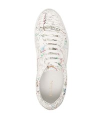 Baskets basses en cuir imprimées blanches Paul Smith