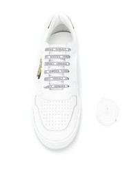 Baskets basses en cuir imprimées blanches Versace