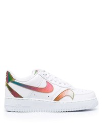 Baskets basses en cuir imprimées blanches Nike