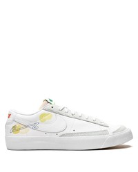 Baskets basses en cuir imprimées blanches Nike