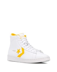 Baskets basses en cuir imprimées blanches Converse