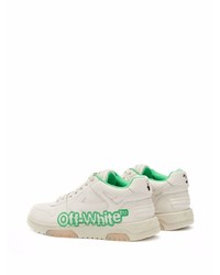 Baskets basses en cuir imprimées blanches Off-White